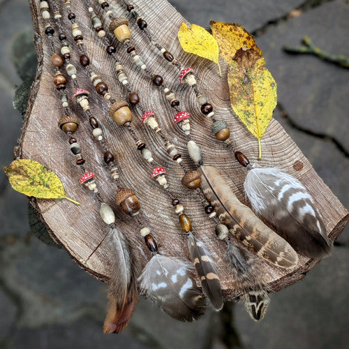 Toadstool Dread Bead with Feather 6 (0.7cm)