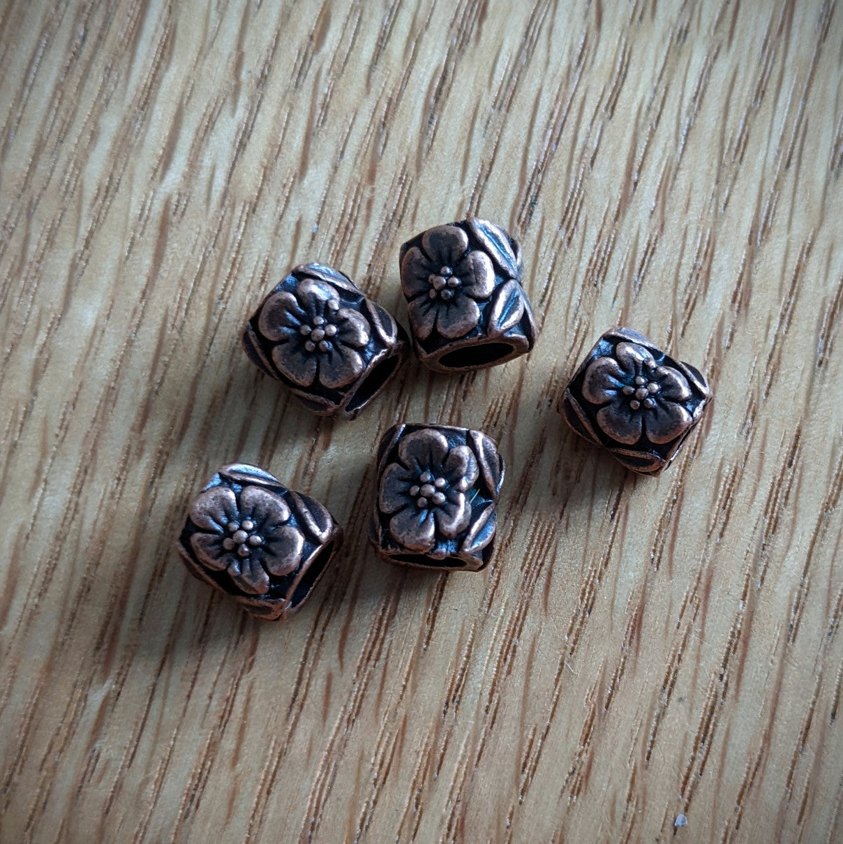 Copper flower beads