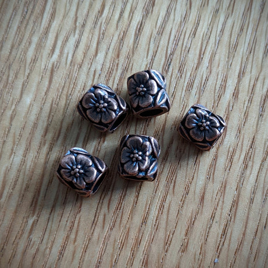 Copper flower beads