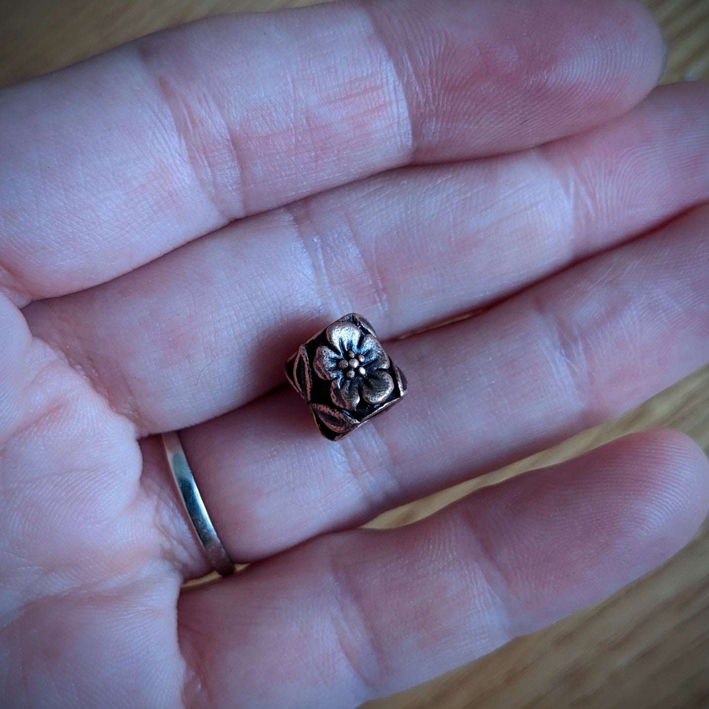 Copper flower beads