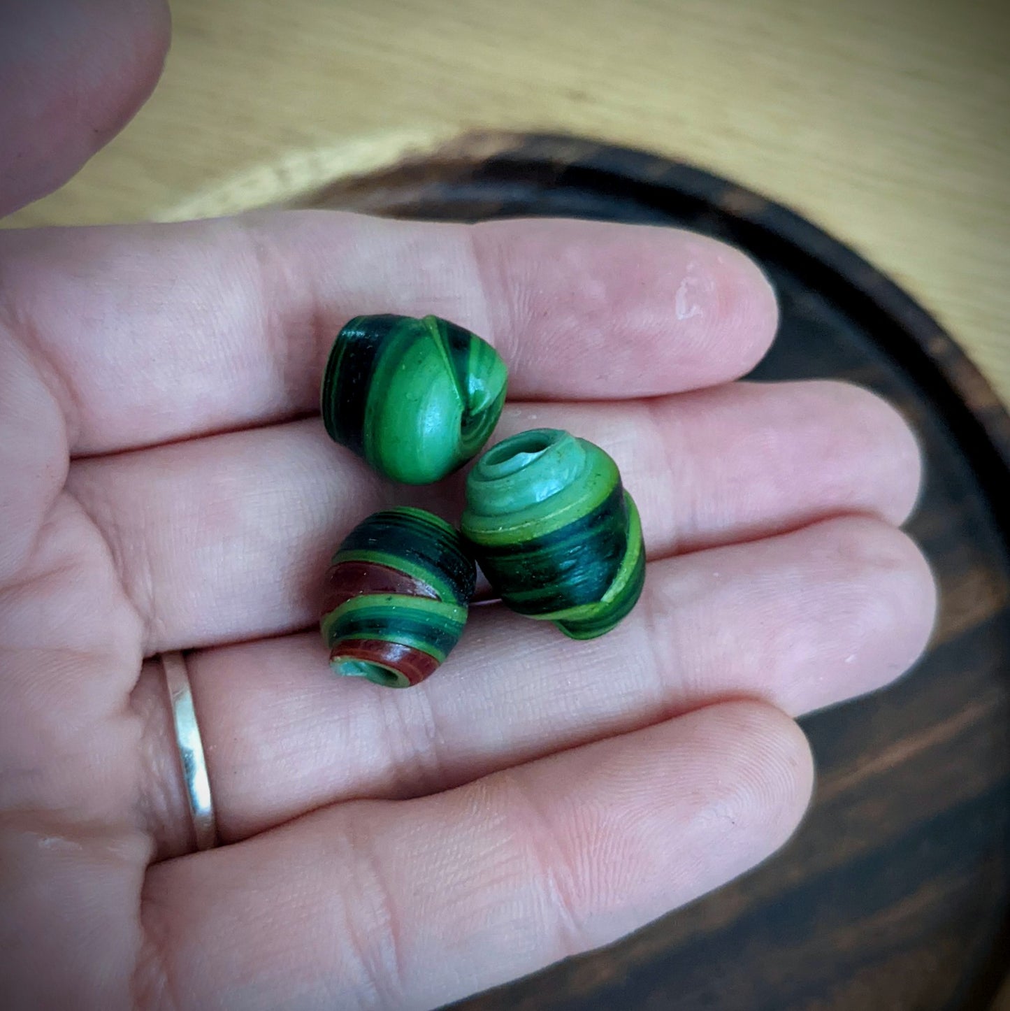 Beads from recycled plastic