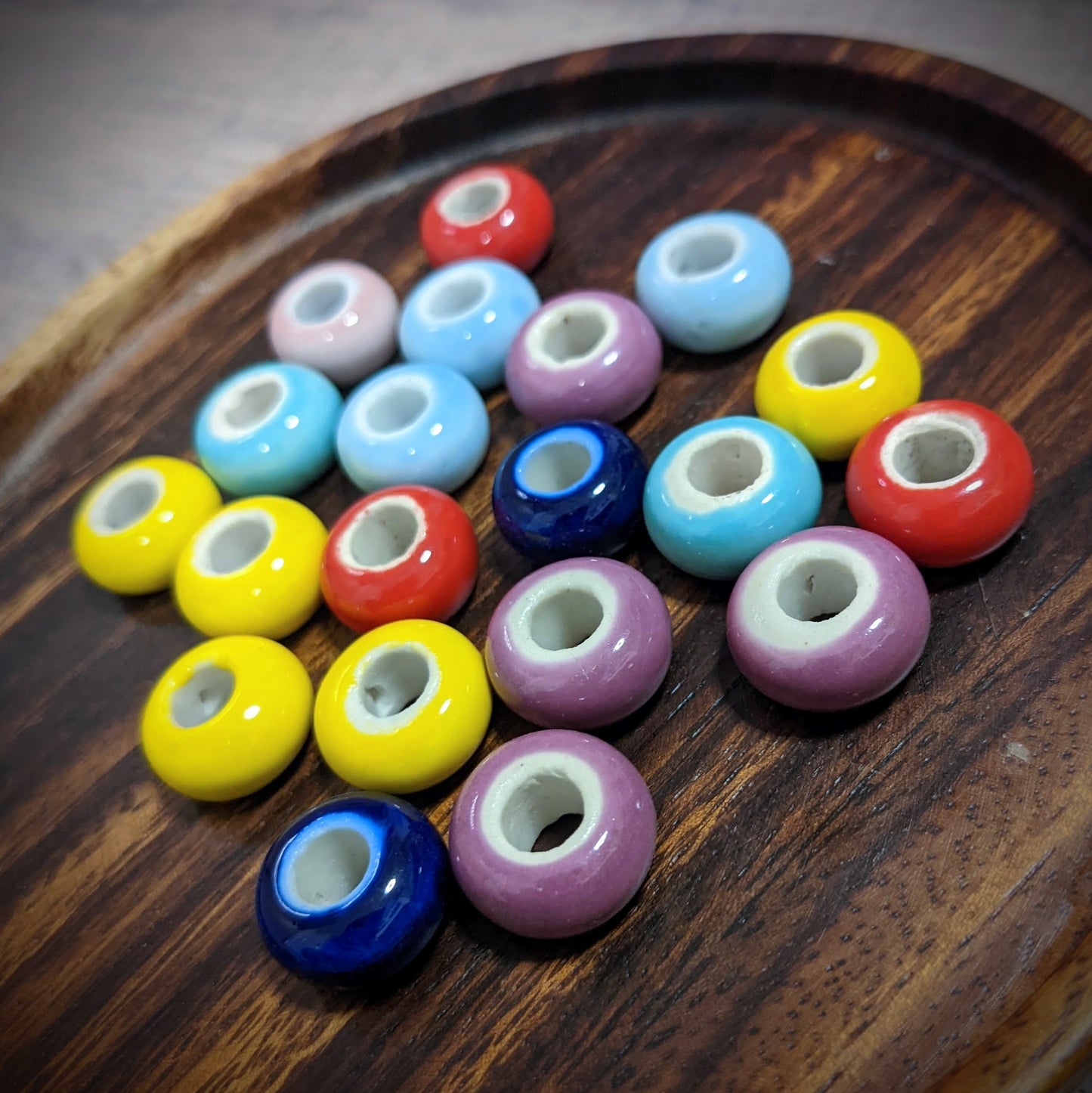 Ceramic beads for dreadlocks, colored