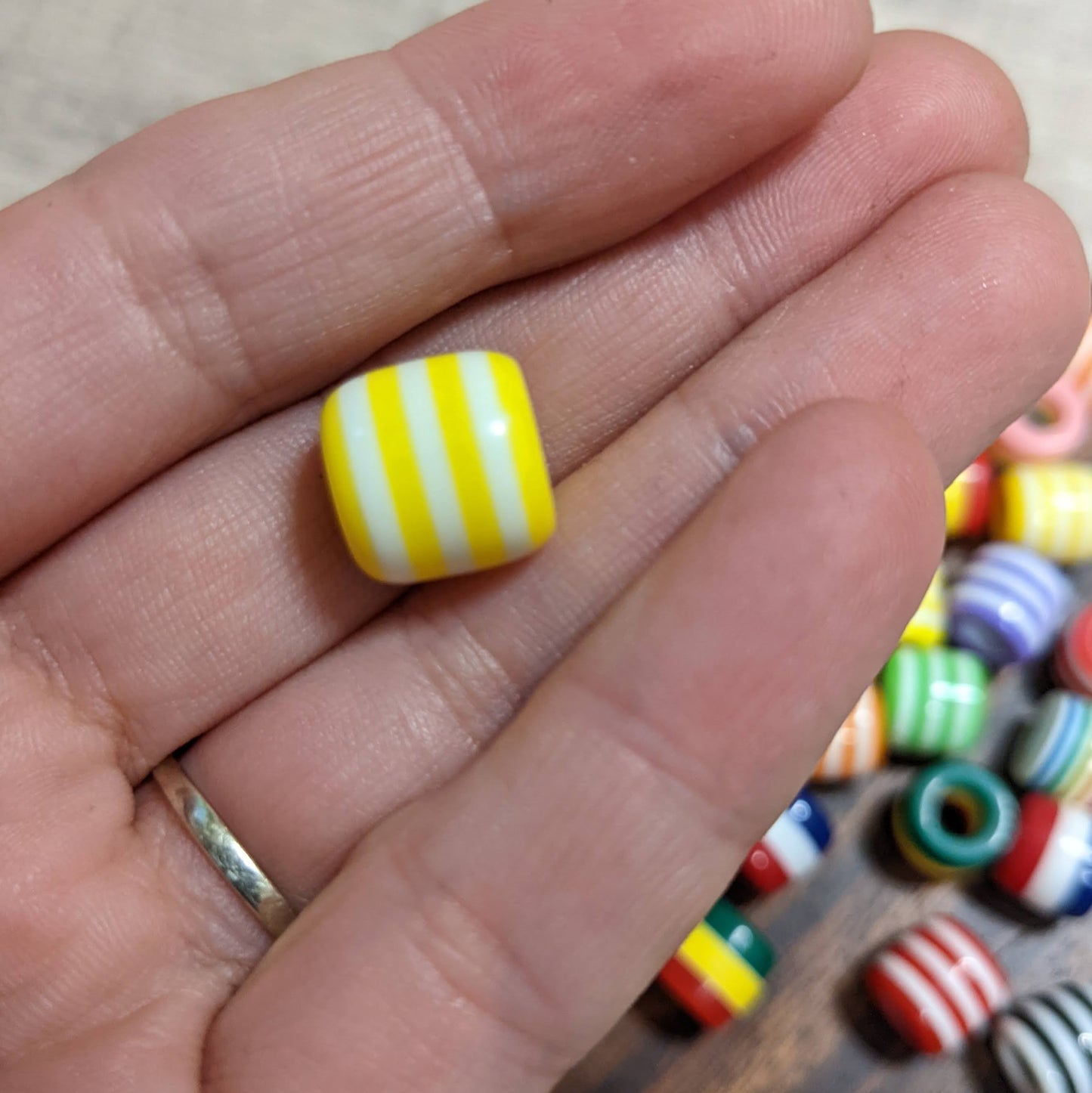 Striped dreadlock beads