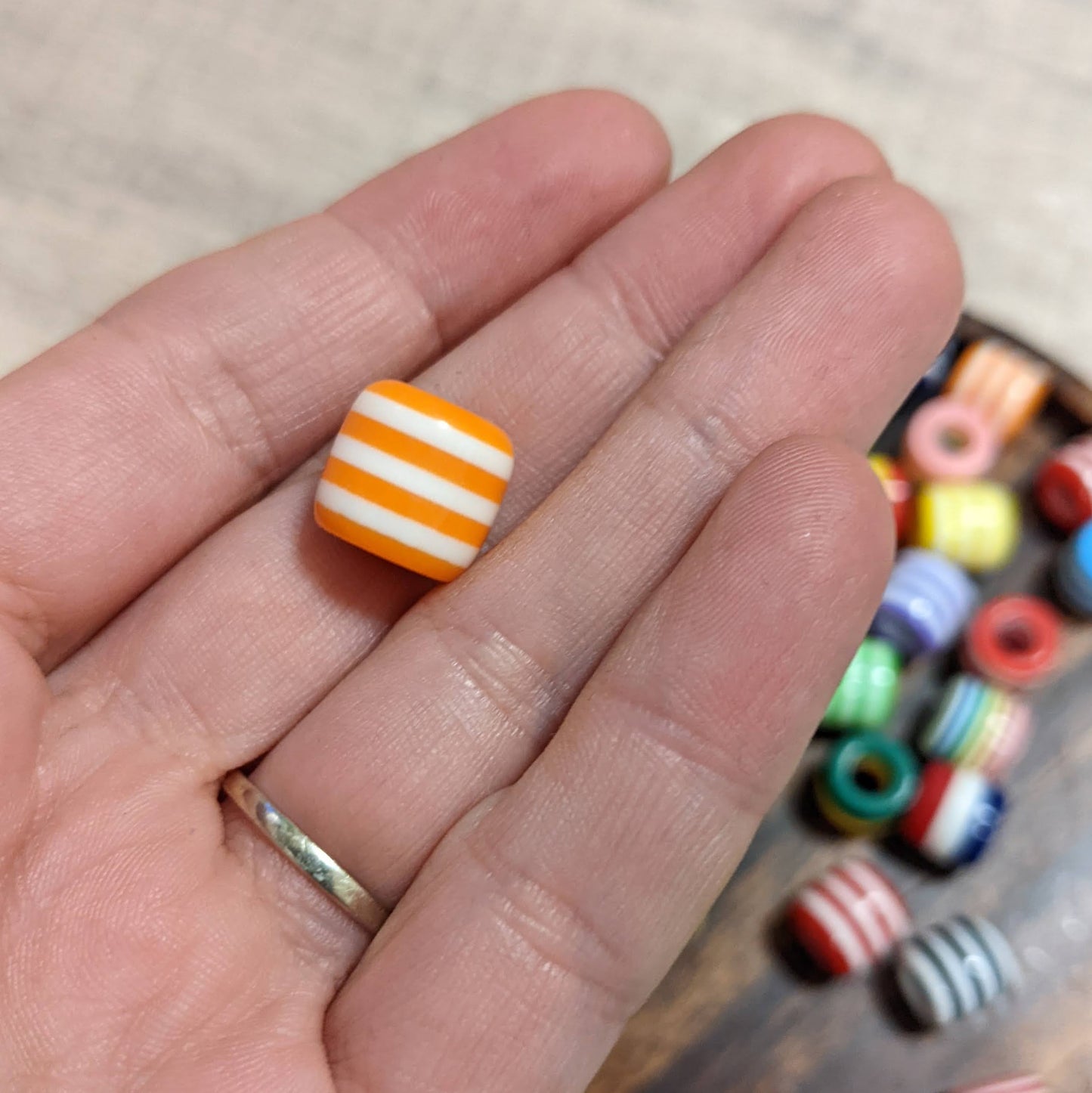 Striped dreadlock beads