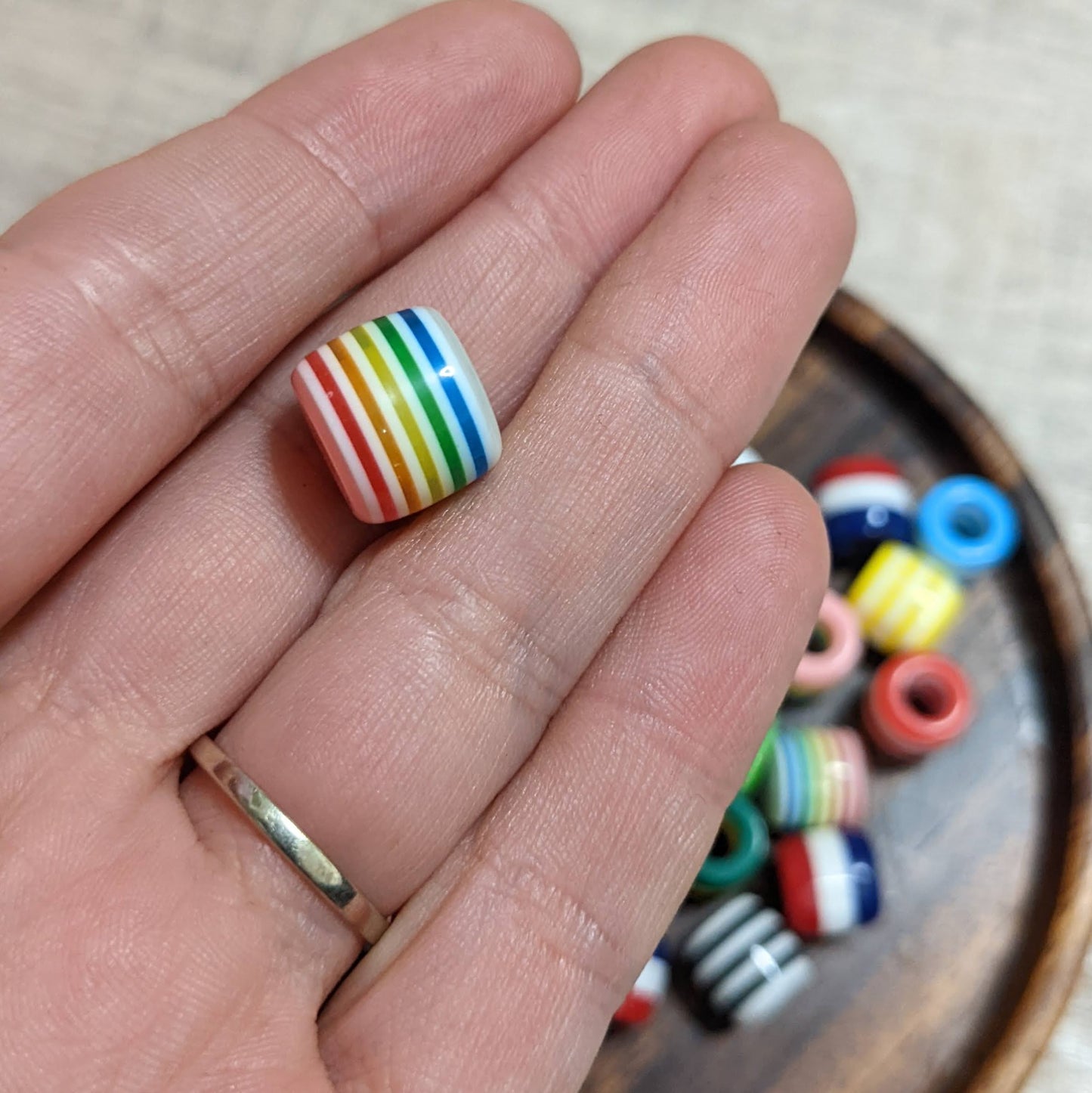 Striped dreadlock beads