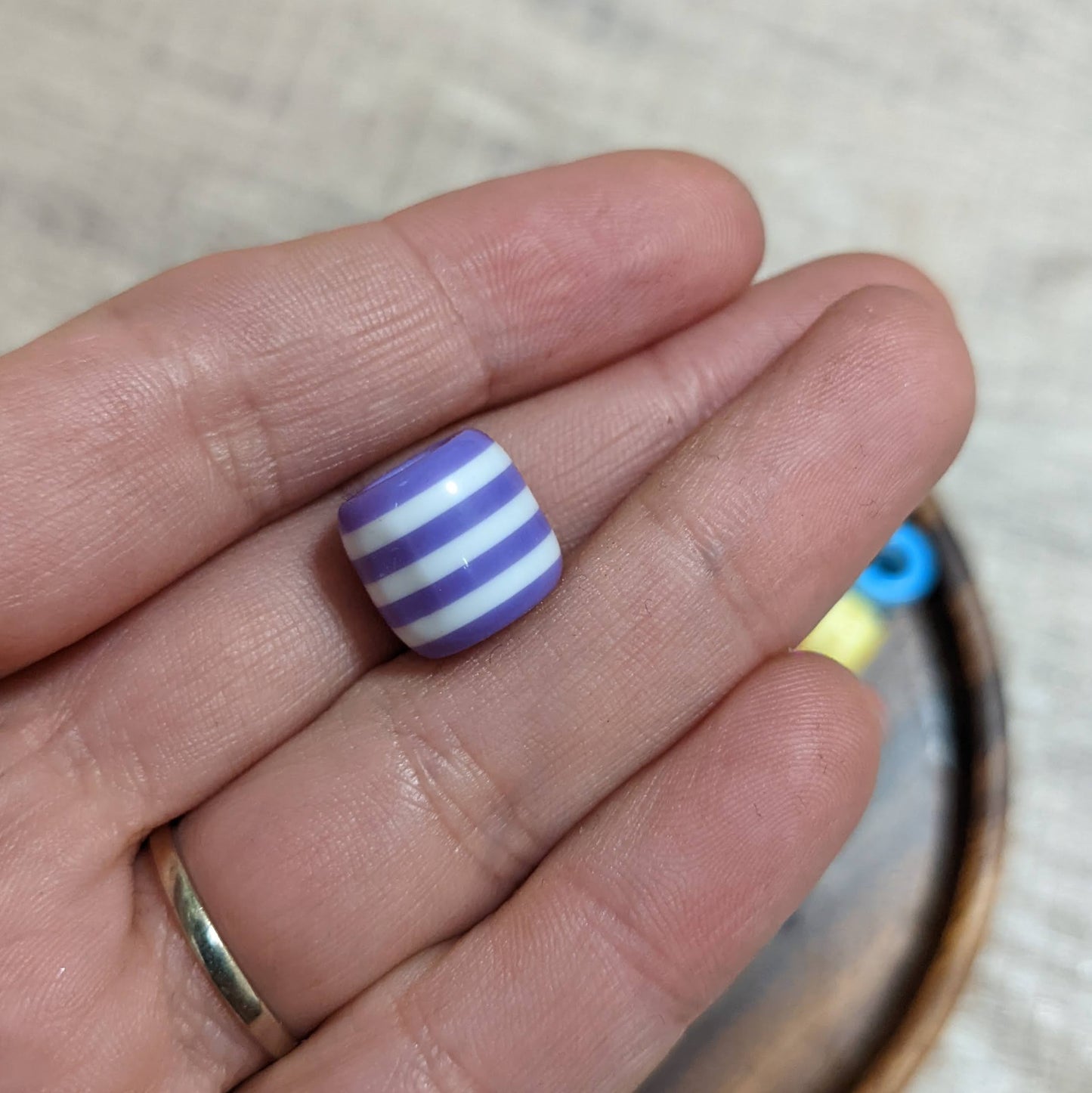 Striped dreadlock beads