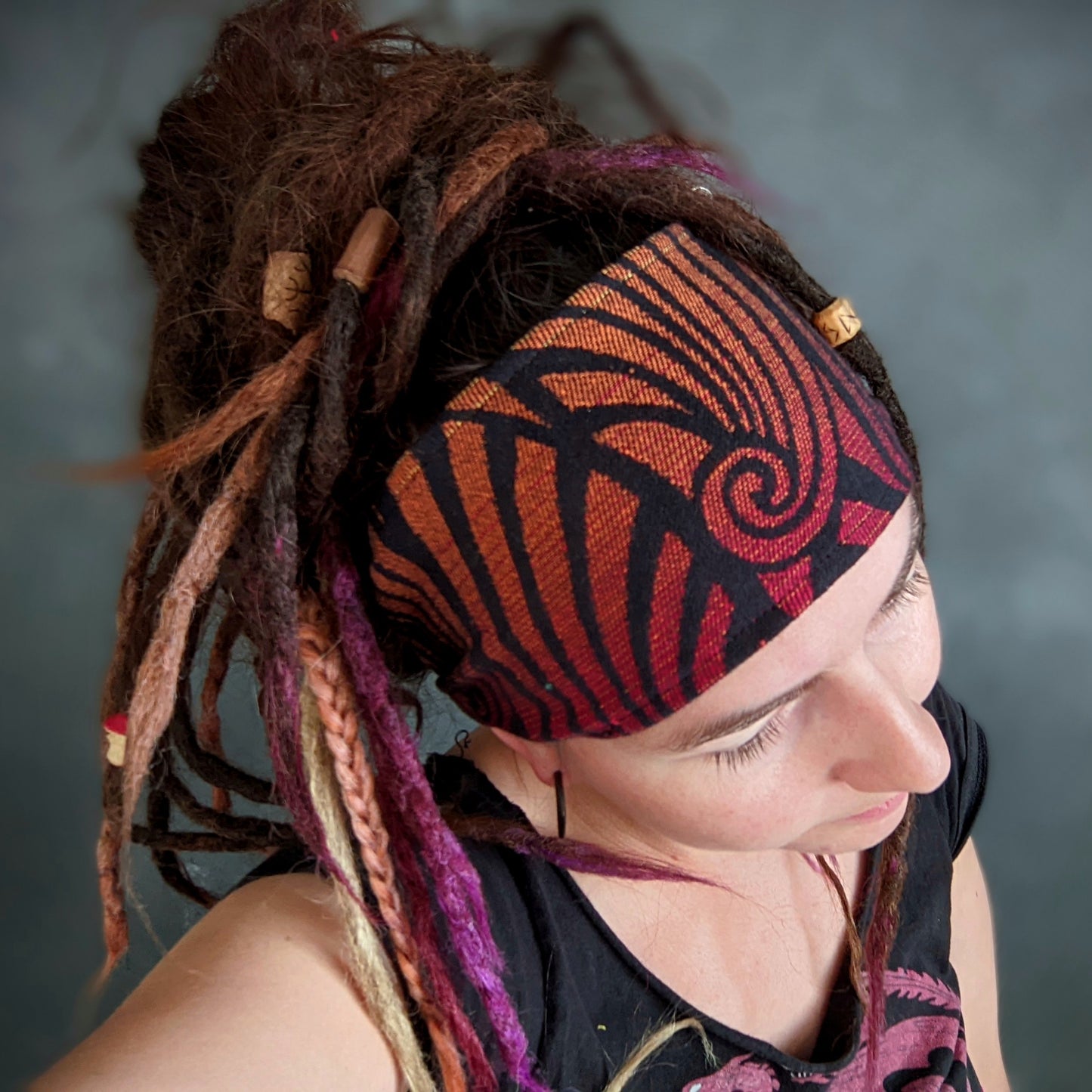 Scarf headband Spiral orange-red