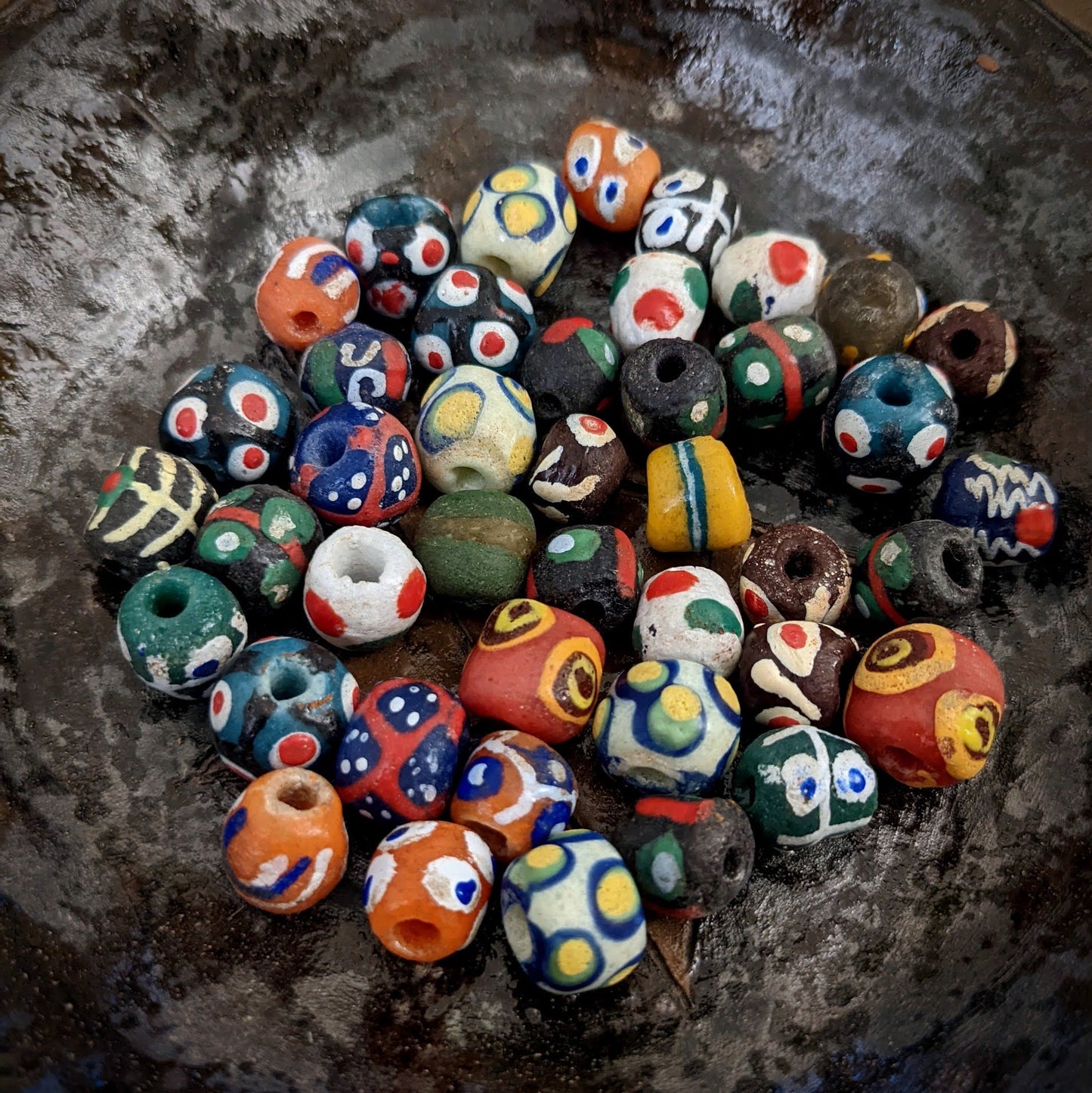 African "krobo" oval beads