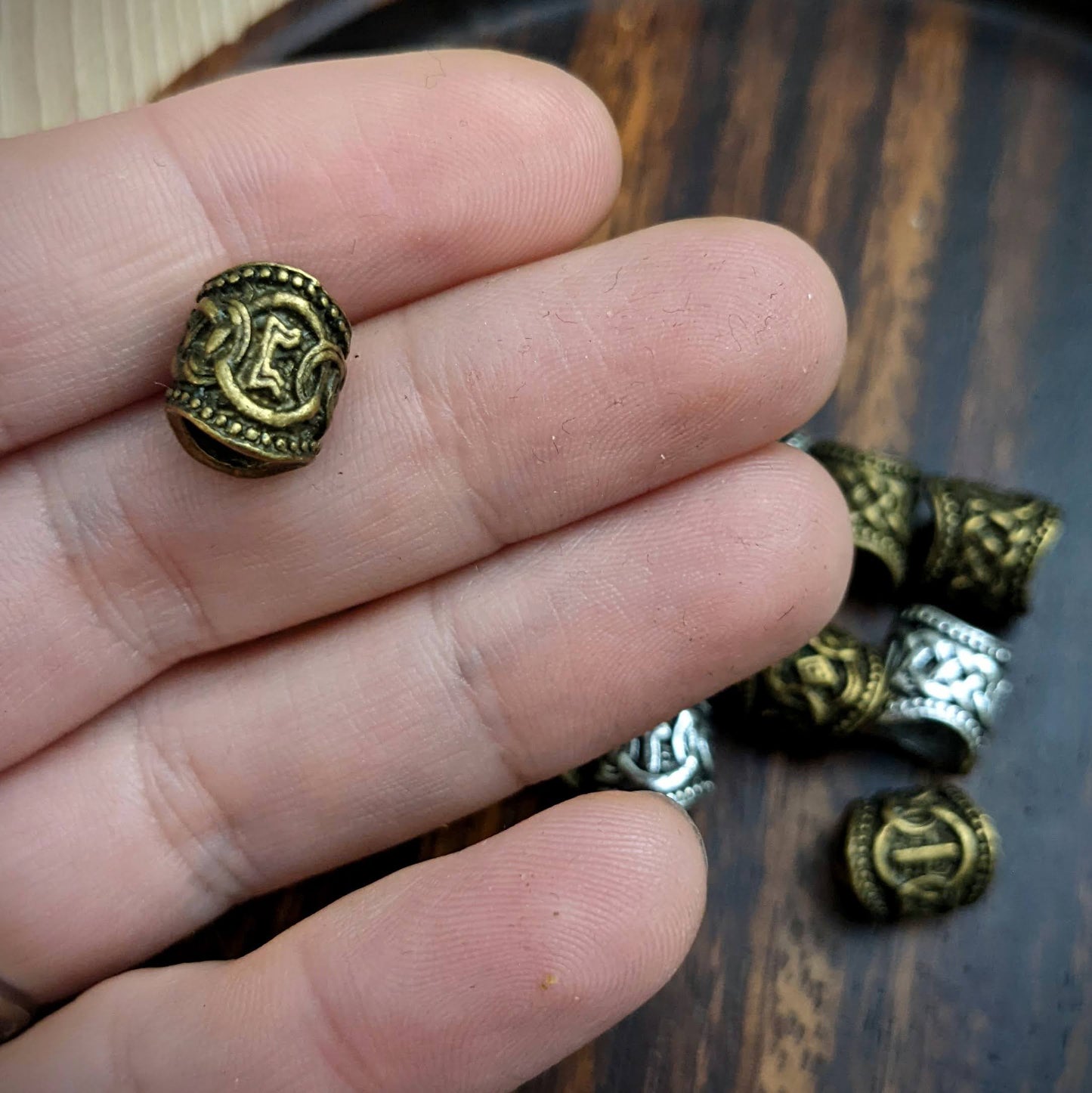 Metal rune beads small