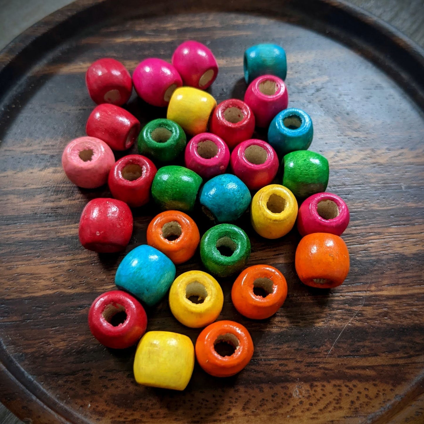 Wooden beads for dreadlocks, colorful