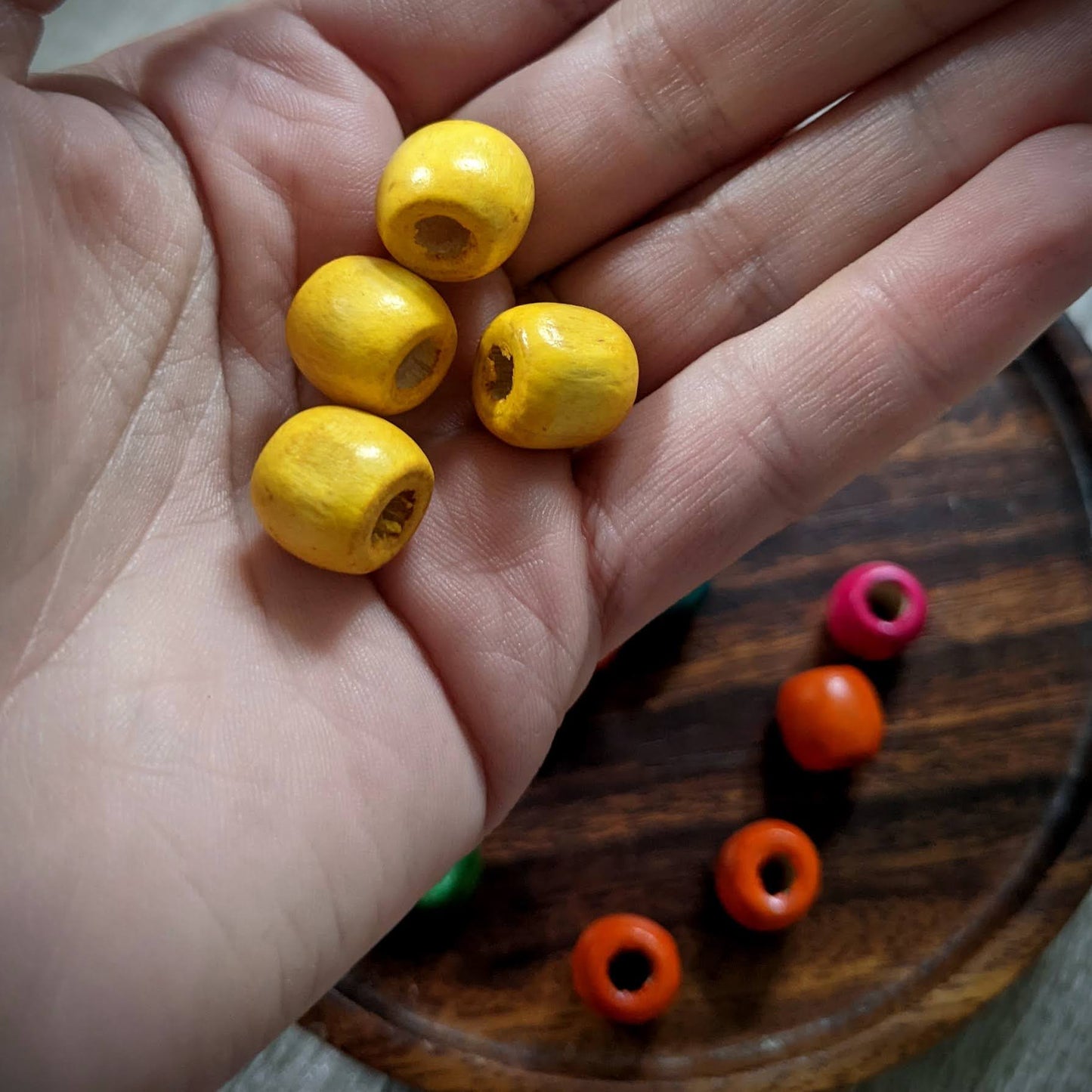 Wooden beads for dreadlocks, colorful