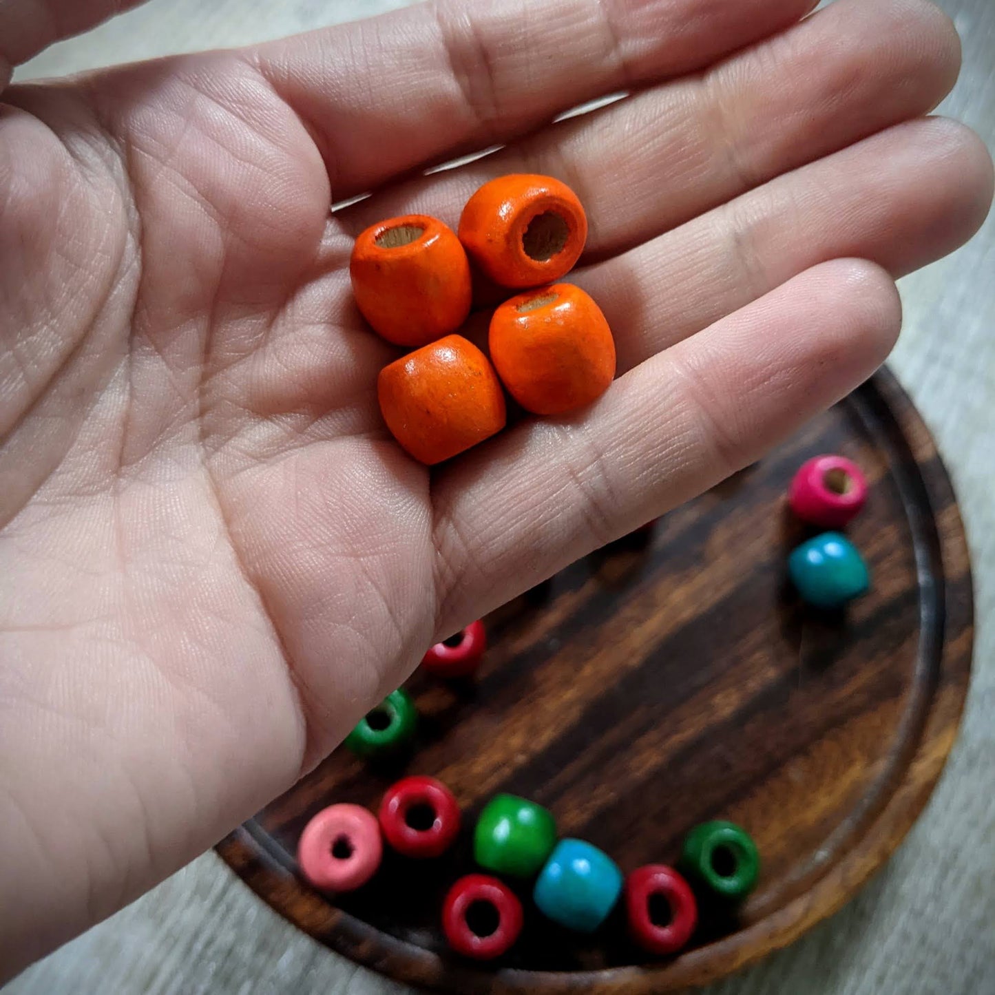 Wooden beads for dreadlocks, colorful