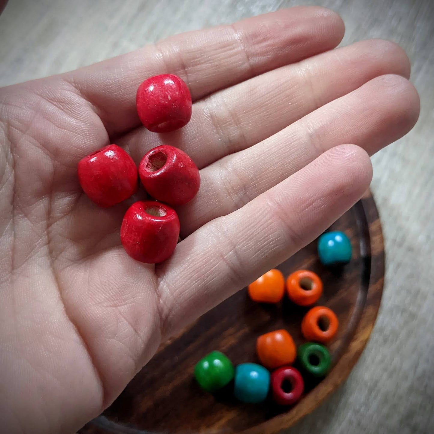 Wooden beads for dreadlocks, colorful