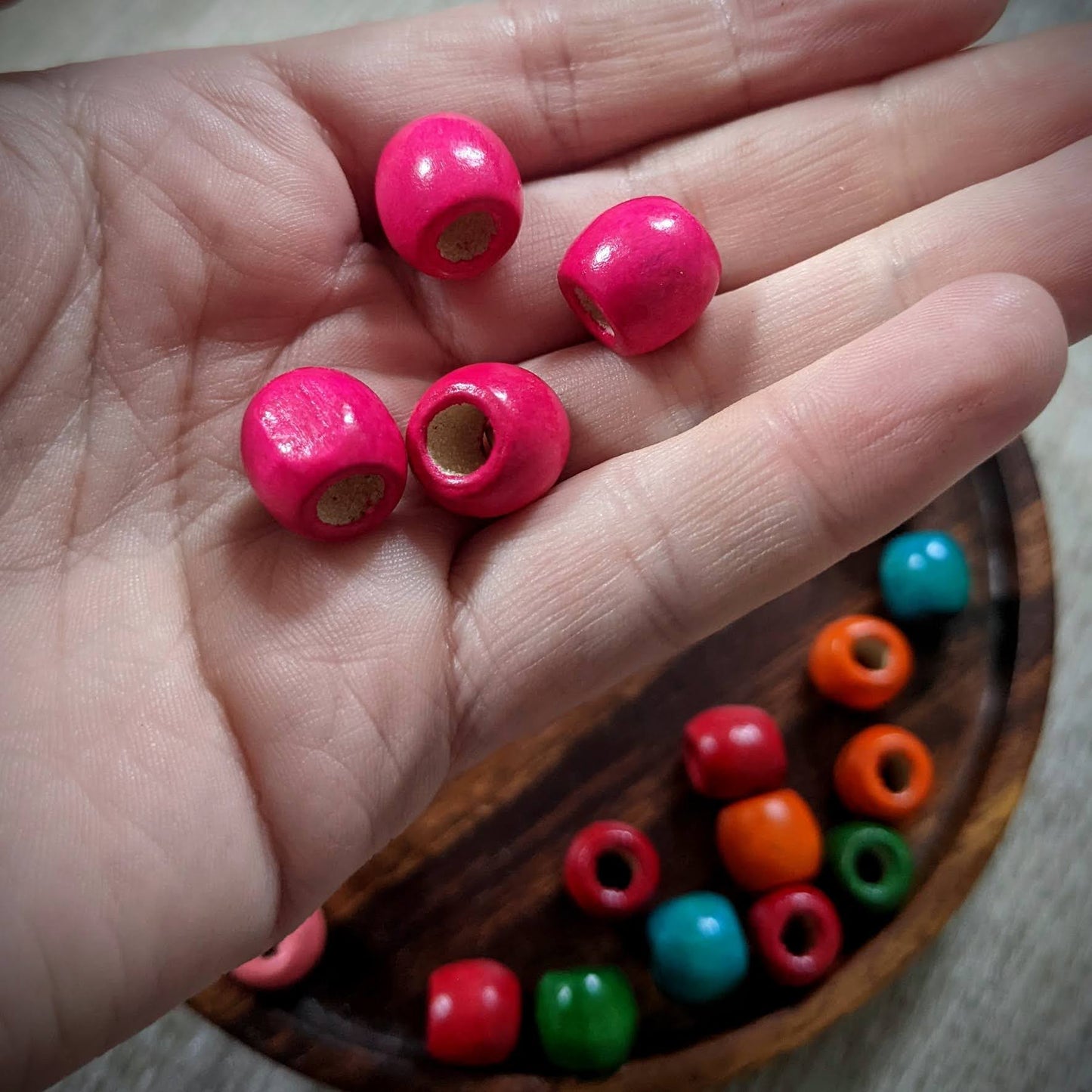 Wooden beads for dreadlocks, colorful