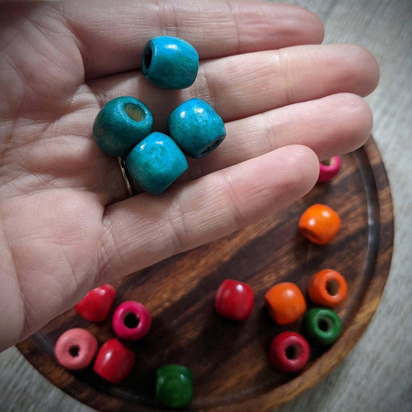 Wooden beads for dreadlocks, colorful