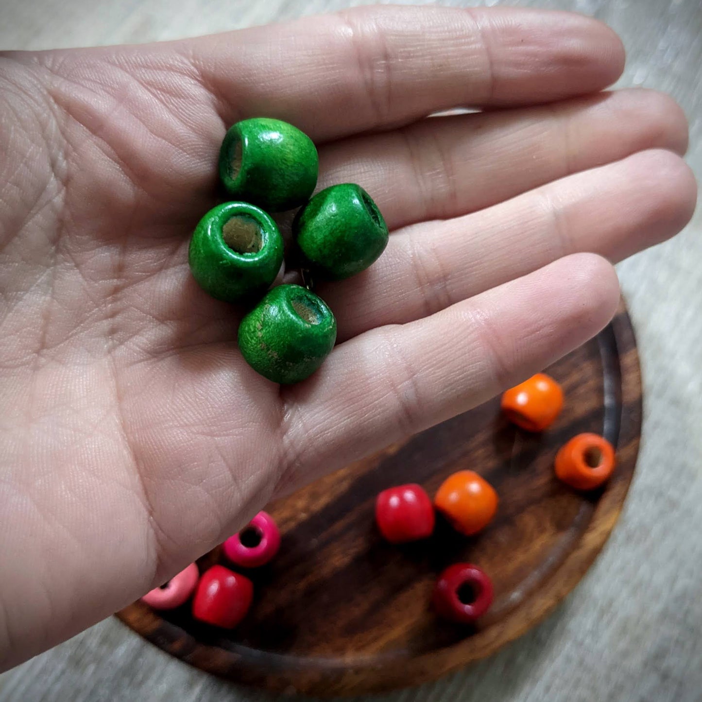 Wooden beads for dreadlocks, colorful