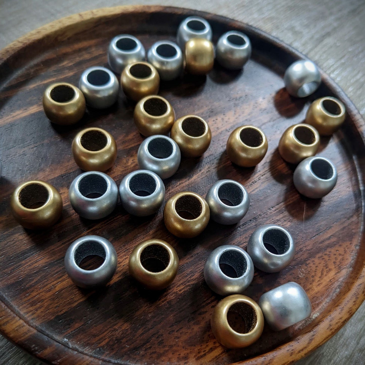 Metallic dreadlock beads