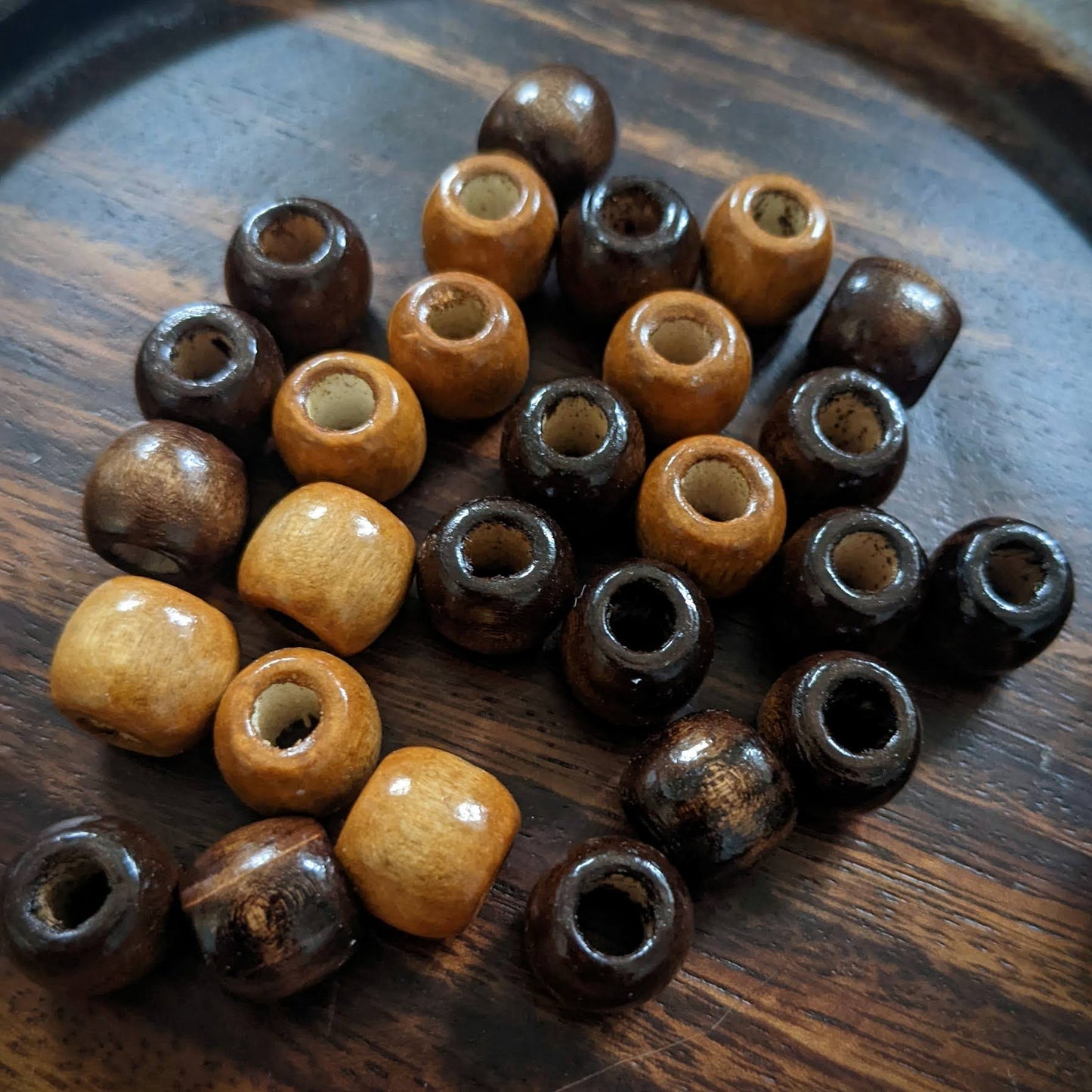 Wooden beads for dreadlocks, natural