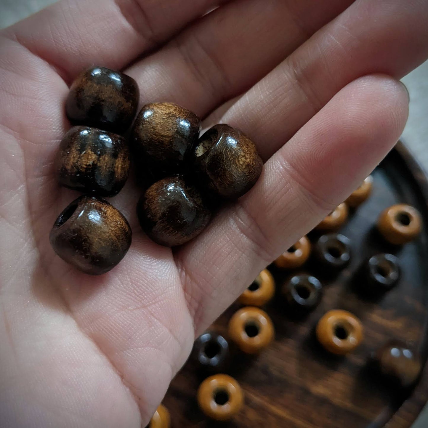 Wooden beads for dreadlocks, natural
