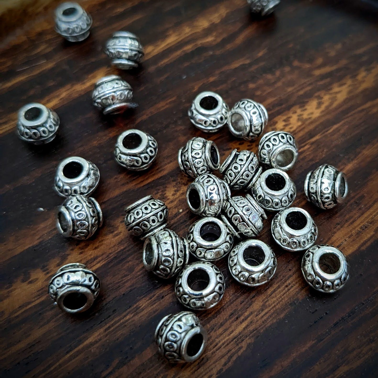 Metal polka dot beads