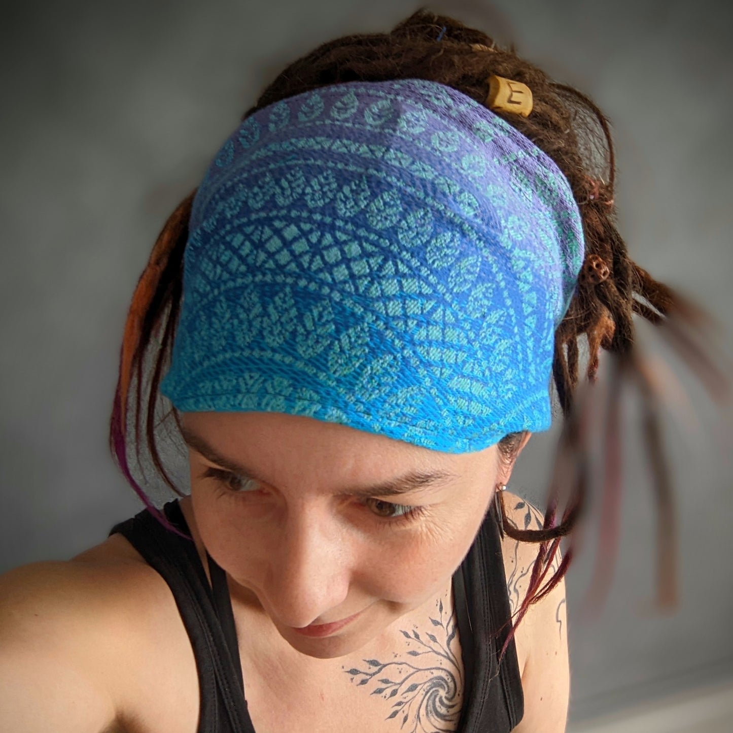 Scarf headband Mandala turquoise