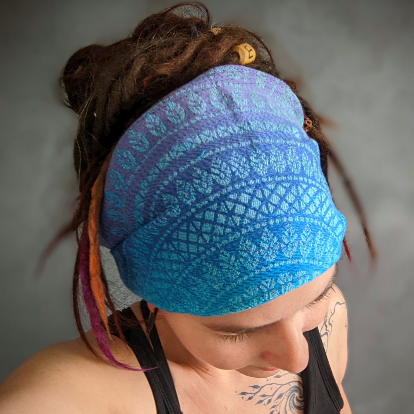 Scarf headband Mandala turquoise