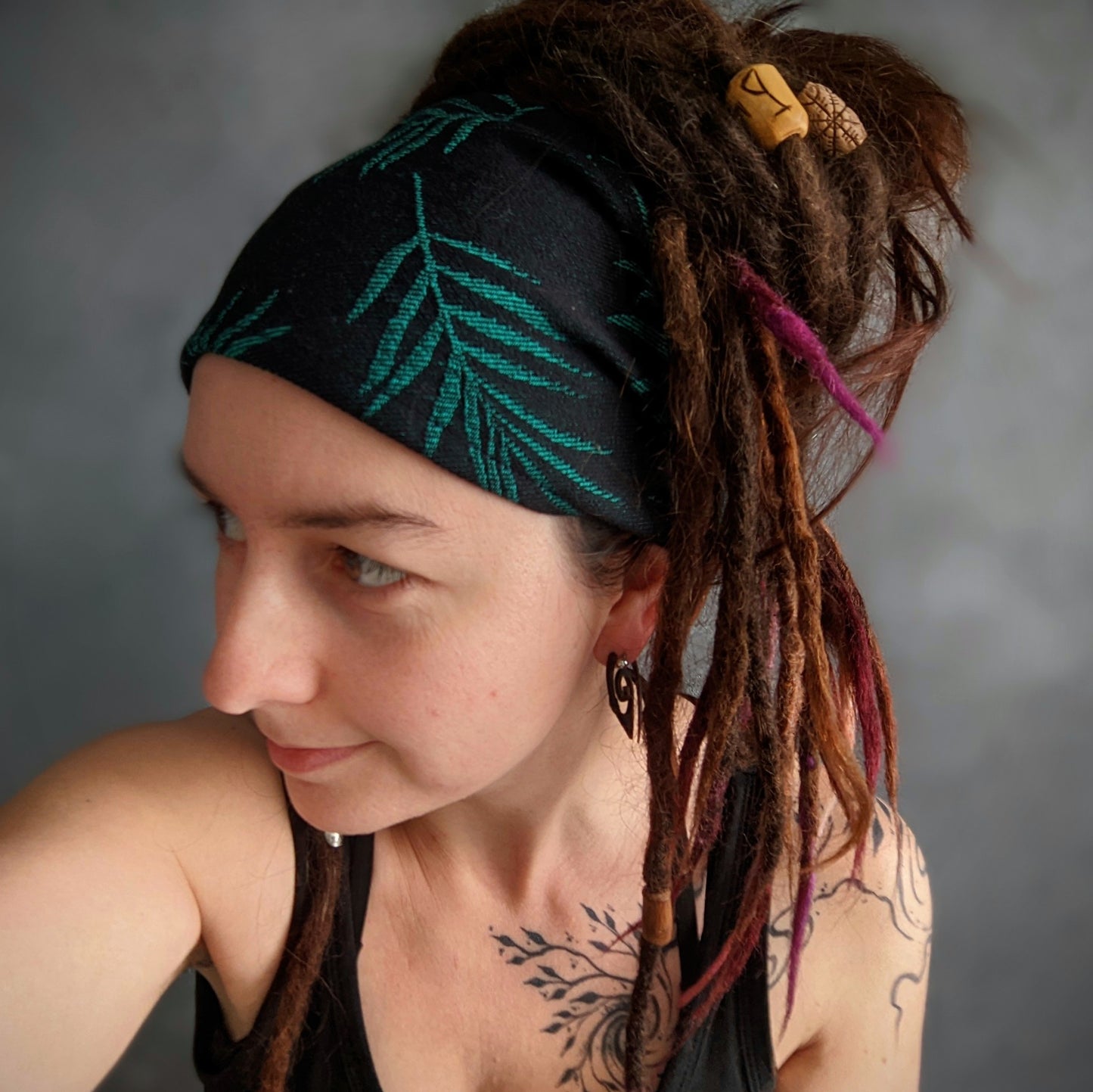 Scarf headband Fern black