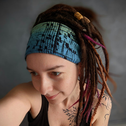 Scarf headband Notes of the rainbow blue