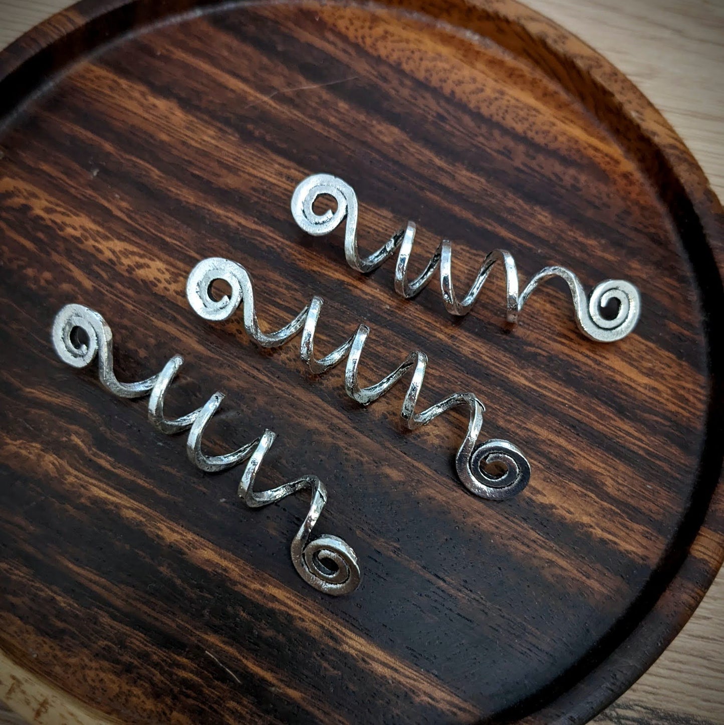 Long metal spiral beads