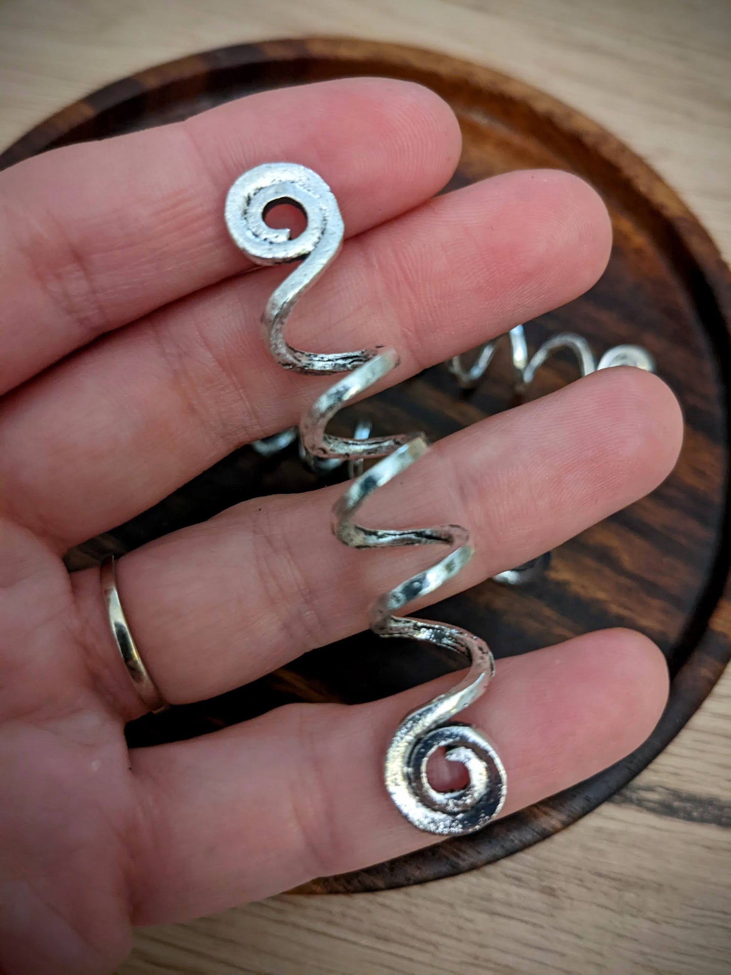 Long metal spiral beads