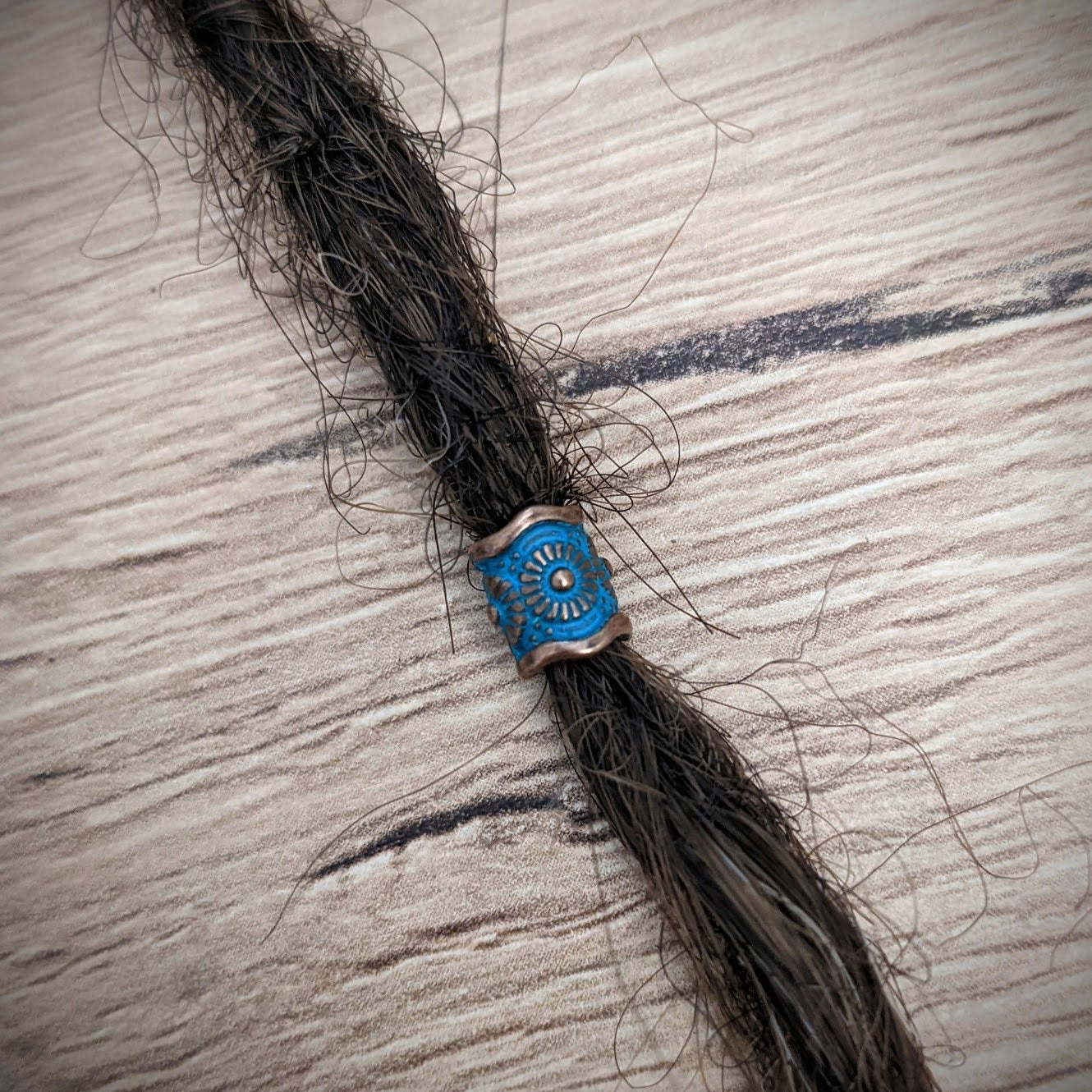 Metal copper beads with patina shields
