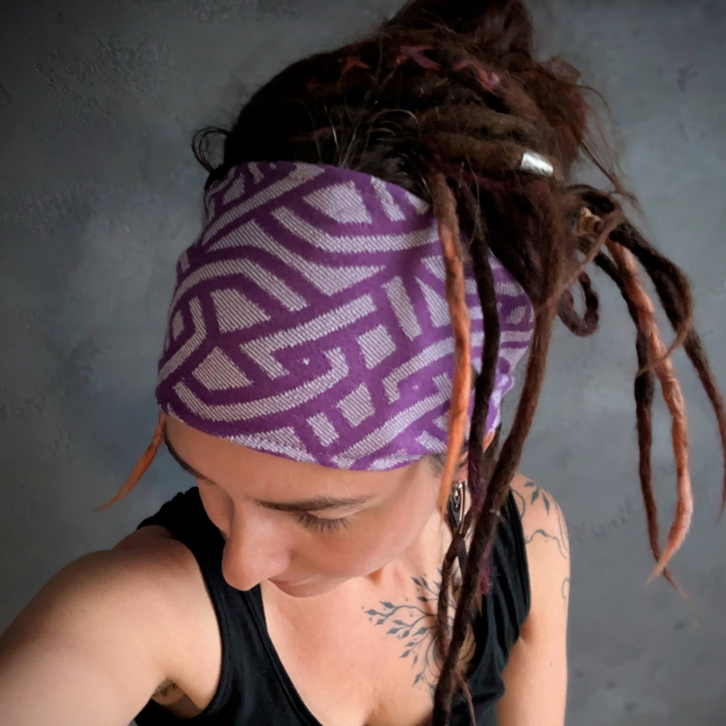 Braid scarf headband purple