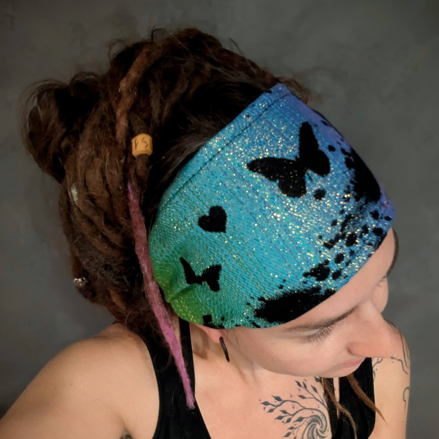 Scarf headband Butterflies (glitter)