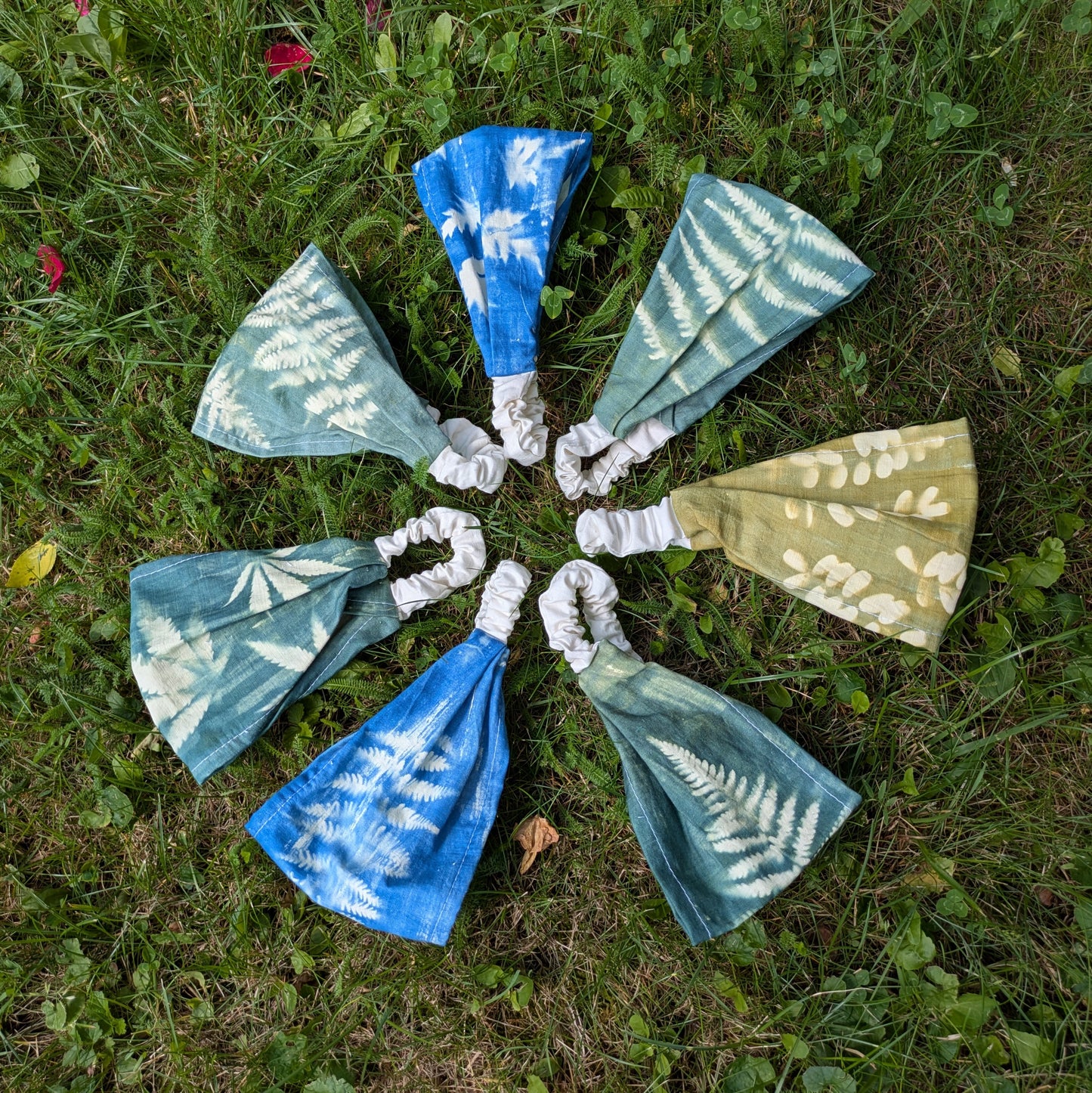 Scarf headband fern blue