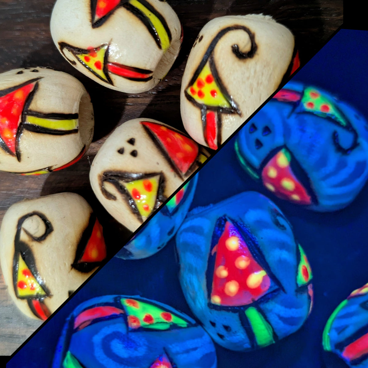 Korálek vypalovaný a barvený magické houbičky UV