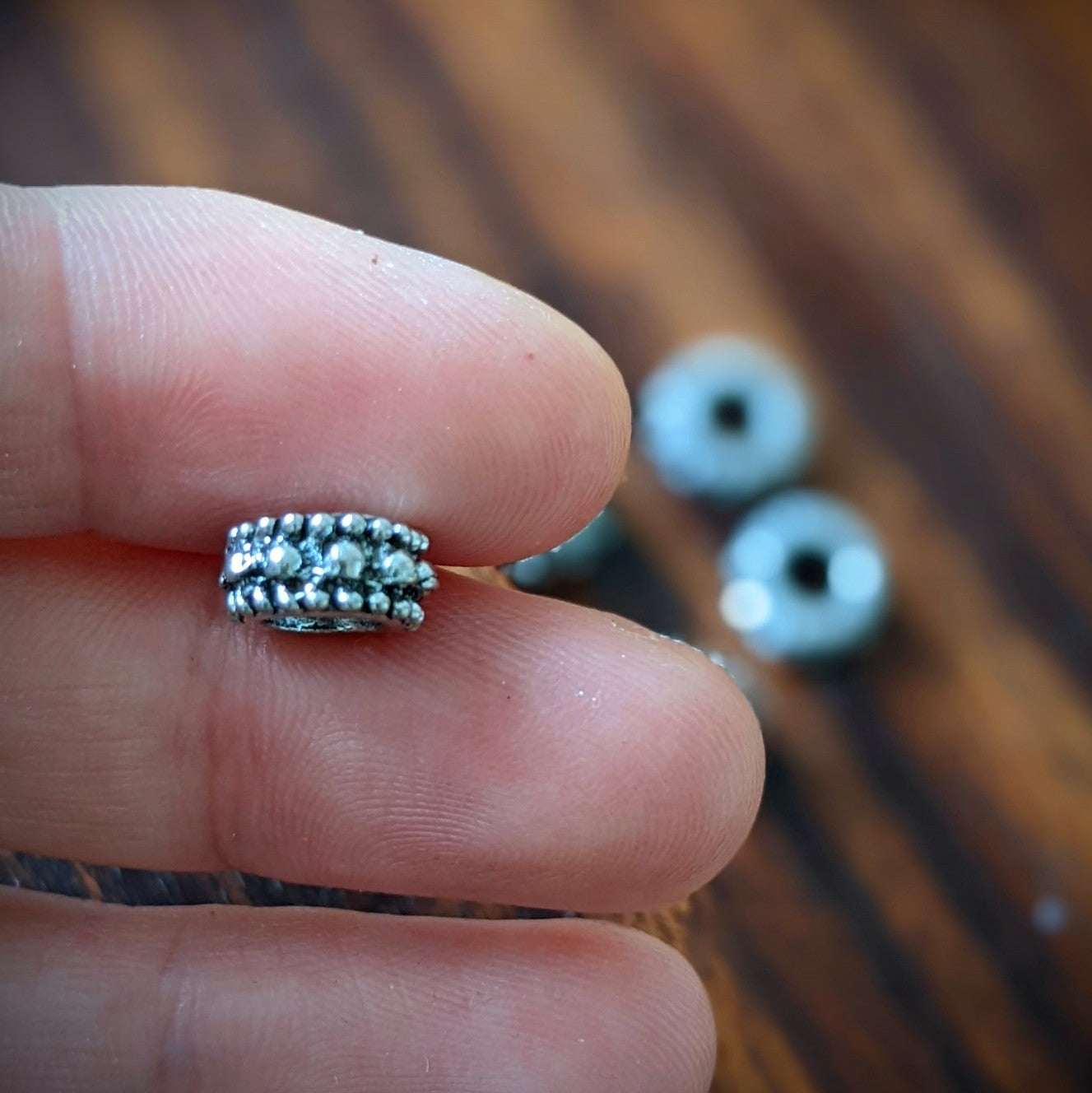Metal dotted beads