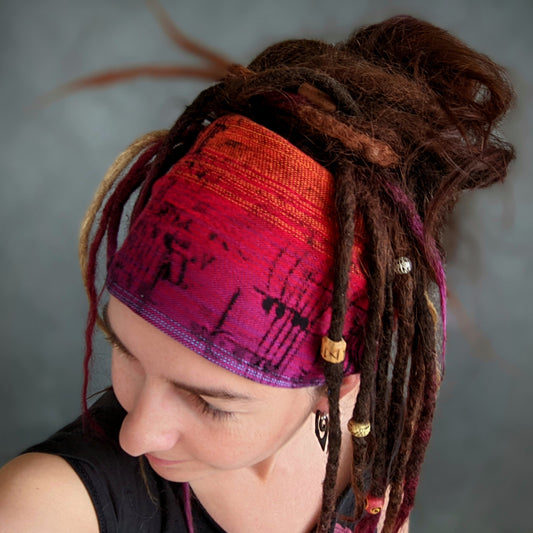 Scarf headband Notes red