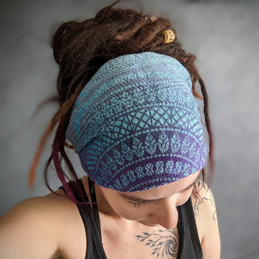 Mandala scarf headband purple