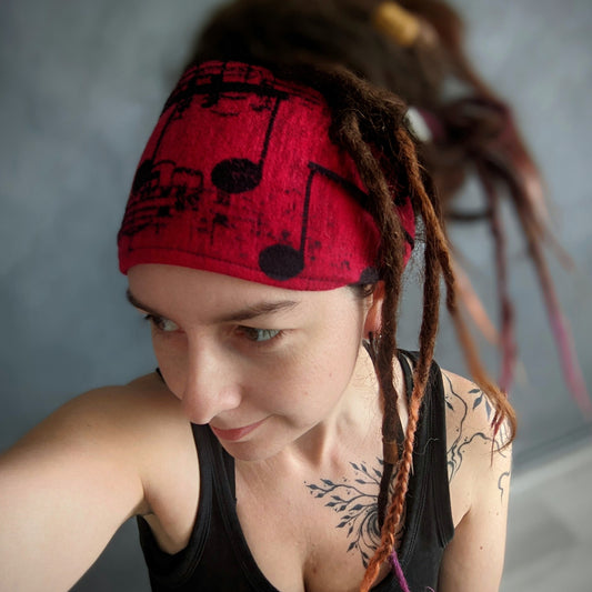 Scarf headband Notes red