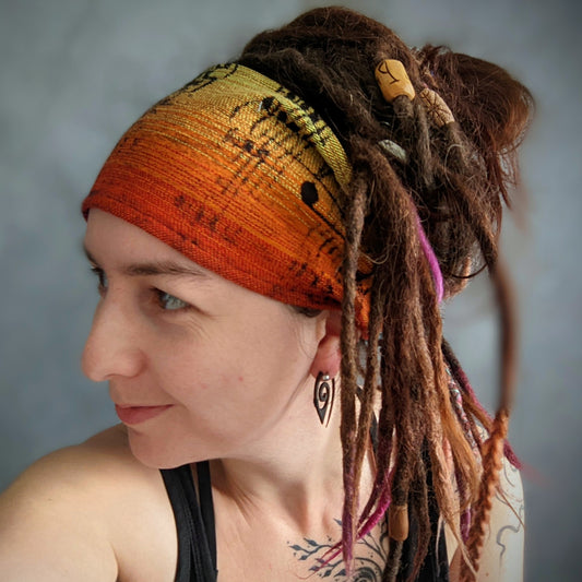 Scarf headband Notes rainbow orange