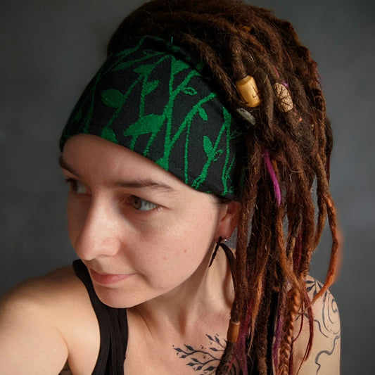 Scarf headband Leaves black 1