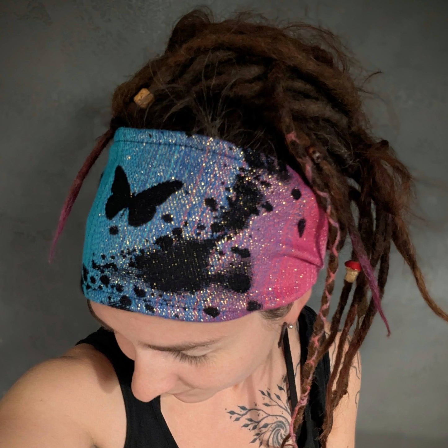 Scarf headband Butterflies (glitter)