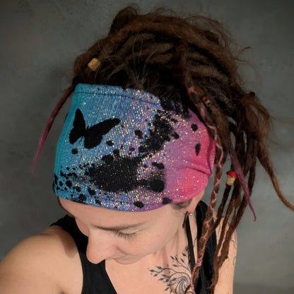 Scarf headband Butterflies (glitter)