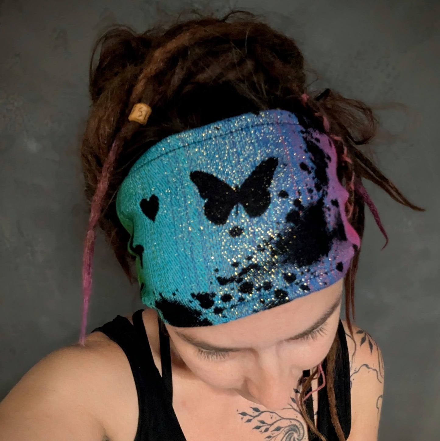 Scarf headband Butterflies (glitter)
