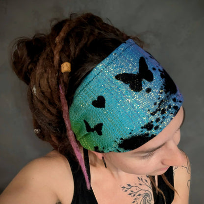 Scarf headband Butterflies (glitter)