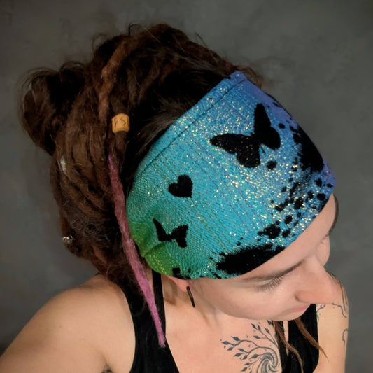 Scarf headband Butterflies (glitter)
