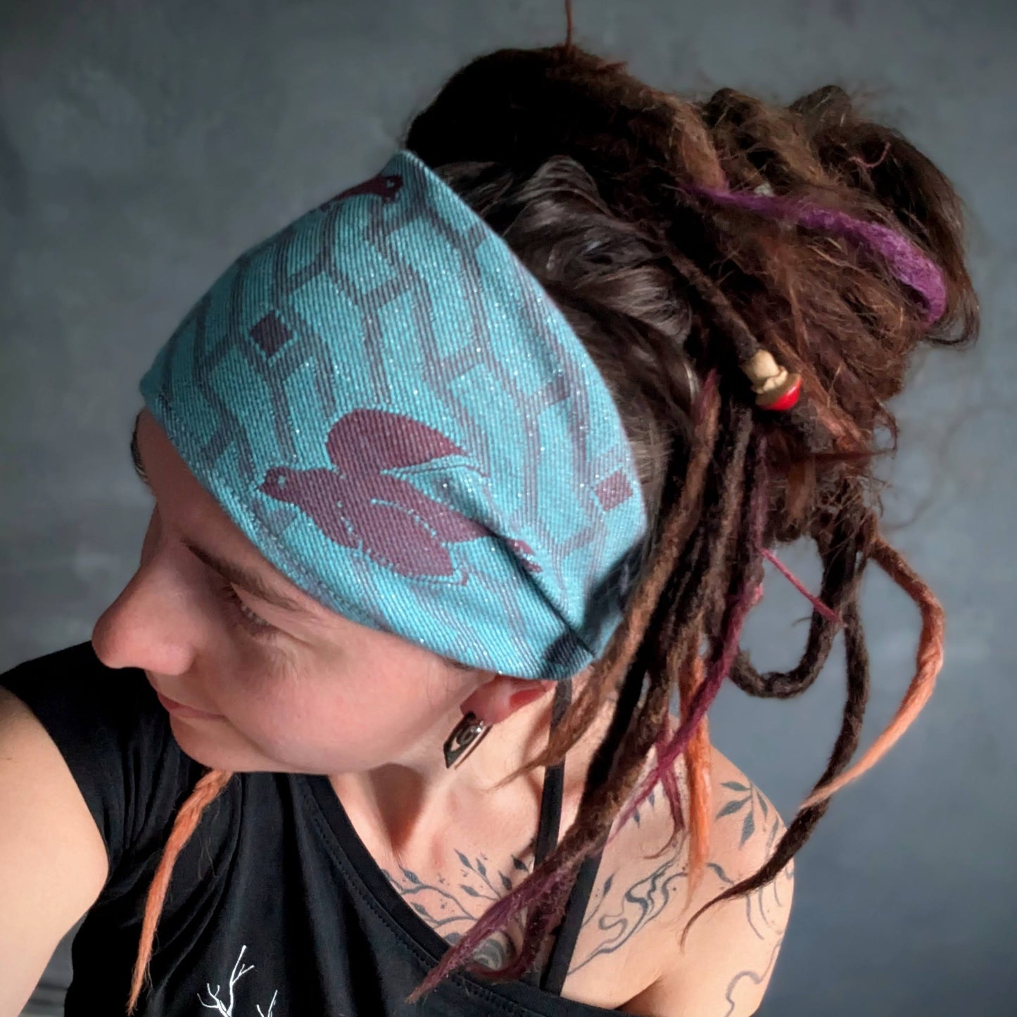 Scarf headband Birds brown