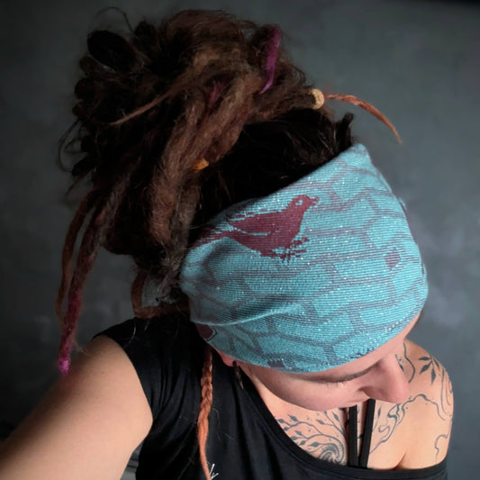 Scarf headband Birds brown