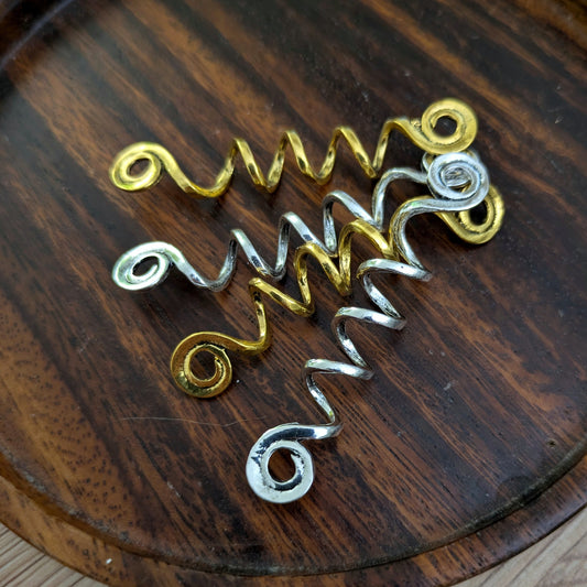 Long metal spiral beads