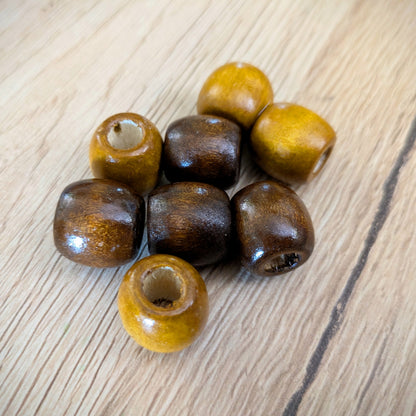 Wooden beads for dreadlocks, natural